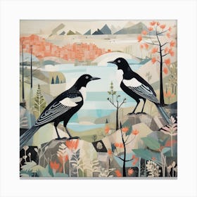 Bird In Nature Magpie 4 Canvas Print