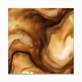 Beautiful brown golden abstract background. Drawn, hand-painted aquarelle. Wet watercolor pattern. Artistic background with copy space for design. Vivid web banner. Liquid, flow, fluid effect. Canvas Print