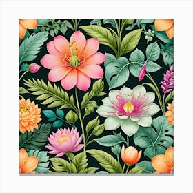 Floral Seamless Pattern 18 Canvas Print