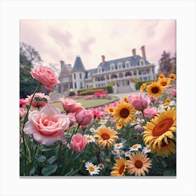 Roses In Front Of A House 1 Canvas Print