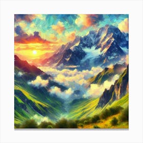 Sunset In The Mountains Canvas Print