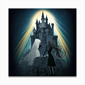 Firefly Gothic, Woman, Sinister, Medieval, Castle, Sun, Colored Rays, Dramatic, Eerie, Mysterious, D Canvas Print