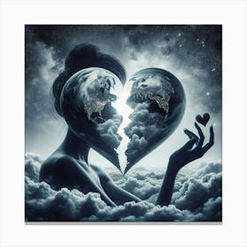 Earth In A Heart 1 Canvas Print