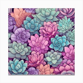 Succulents Seamless Pattern Canvas Print