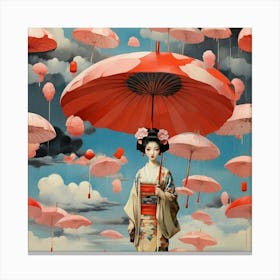 Japanese woman with umbrella Canvas Print
