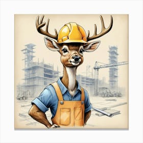 Construction Deer Canvas Print