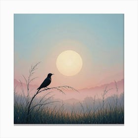 Crow At Sunset Canvas Print