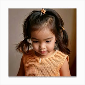 Firefly Stylish Toddler Girl With Sleek Ponytail And Gold Pin 65350 Canvas Print