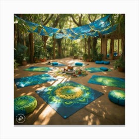 Yoga Mats In The Forest Canvas Print