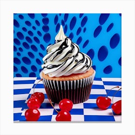 Cupcake Blue Checkerboard 2 Canvas Print