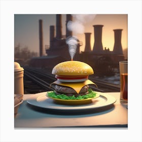 Burger On A Plate 76 Canvas Print