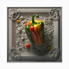 Peppers In A Frame 22 Canvas Print