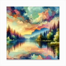 Sunset By The Lake Canvas Print