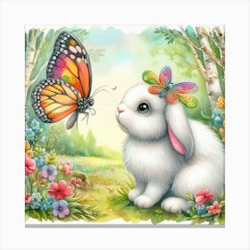 Butterfly And Bunny Canvas Print