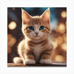 Cute Kitten With Blue Eyes 6 Canvas Print