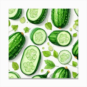 Cucumber Seamless Pattern Canvas Print