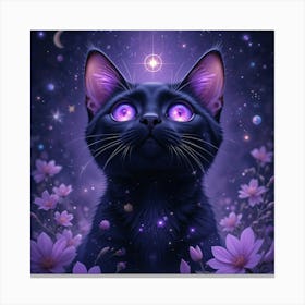 Black Cat With Purple Eyes 2 Canvas Print