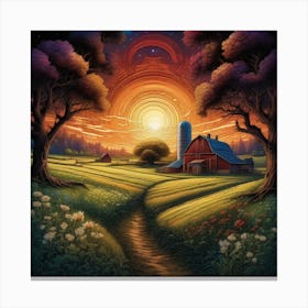 Sunset At The Farm Canvas Print