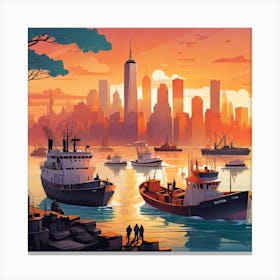 New York City At Sunset Canvas Print