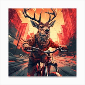 Deer On A Bike Canvas Print