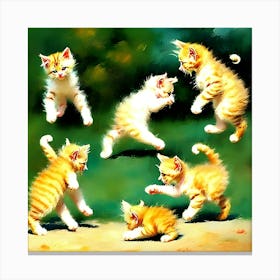 Kittens Jumping Canvas Print