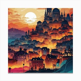 Cityscape At Sunset Canvas Print