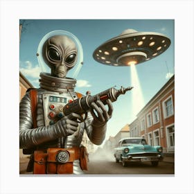 Alien Man With Gun 2 Canvas Print