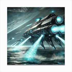 Cascade Sovereignty Scifi Aqua Bastion Cannons Canvas Print