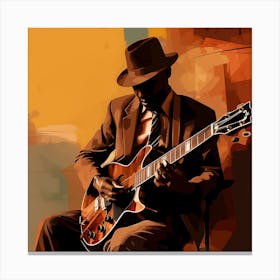 Blues Musician Playing Guitar Canvas Print