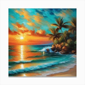 Sunset On The Beach 1072 Canvas Print