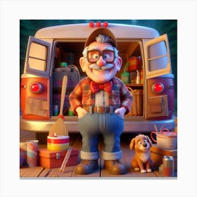 Old Man With A Camper Canvas Print