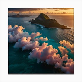 Pink Clouds Over The Ocean Canvas Print