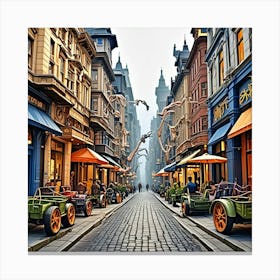 Steampunk Shopping Precinct Cubism Style Canvas Print