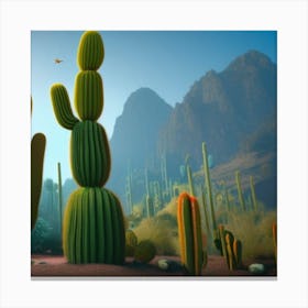 Cactus In The Desert Canvas Print