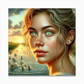 Girl With fish Canvas Print