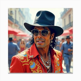 Watercolor Scene Of Michael Jackson In A Vibrant Carnival Setting 1 Canvas Print