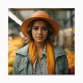 Portrait Of A Woman In A Market 1 Canvas Print