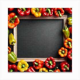 Colorful Peppers In A Frame 18 Canvas Print