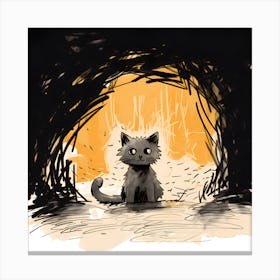 Cat In A Cave Canvas Print