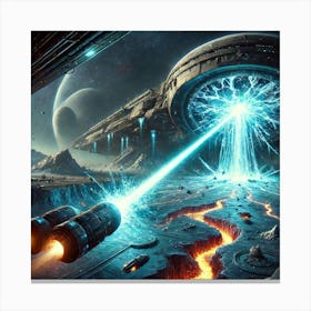 A Futuristic Sci Fi Scene Depicting The Glacial Ri Canvas Print