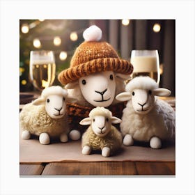 Firefly Festive Holiday Gathering With A Woolly Sheep Family 34774 (2) Canvas Print