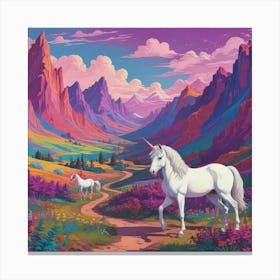 Unicorns In The Mountains 2 Canvas Print