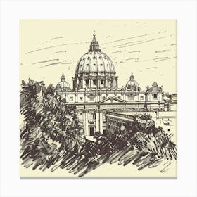 A Vatican City Hand Drawn Sketch Illustration 1720444795 1 Canvas Print