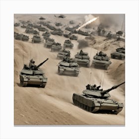 Russian Tanks In The Desert Canvas Print