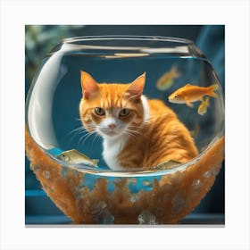 Cat In Fish Bowl 27 Canvas Print