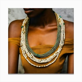 Single Beautiful African Pearly Necklace On Displa (2) Canvas Print