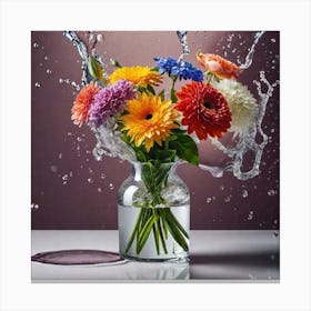 Water Splashing Flowers 1 Canvas Print