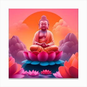 Buddha On Lotus Canvas Print