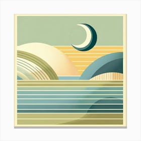 Moon And The Ocean Canvas Print