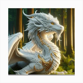 White Dragon In The Forest Canvas Print